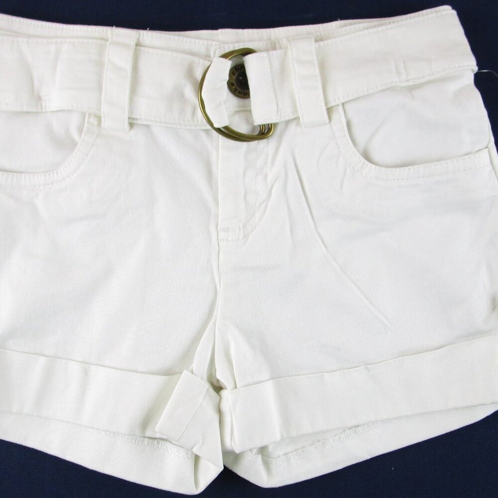NWT Christie Brooks Girl's White Short Shorts with Belt, Size 7